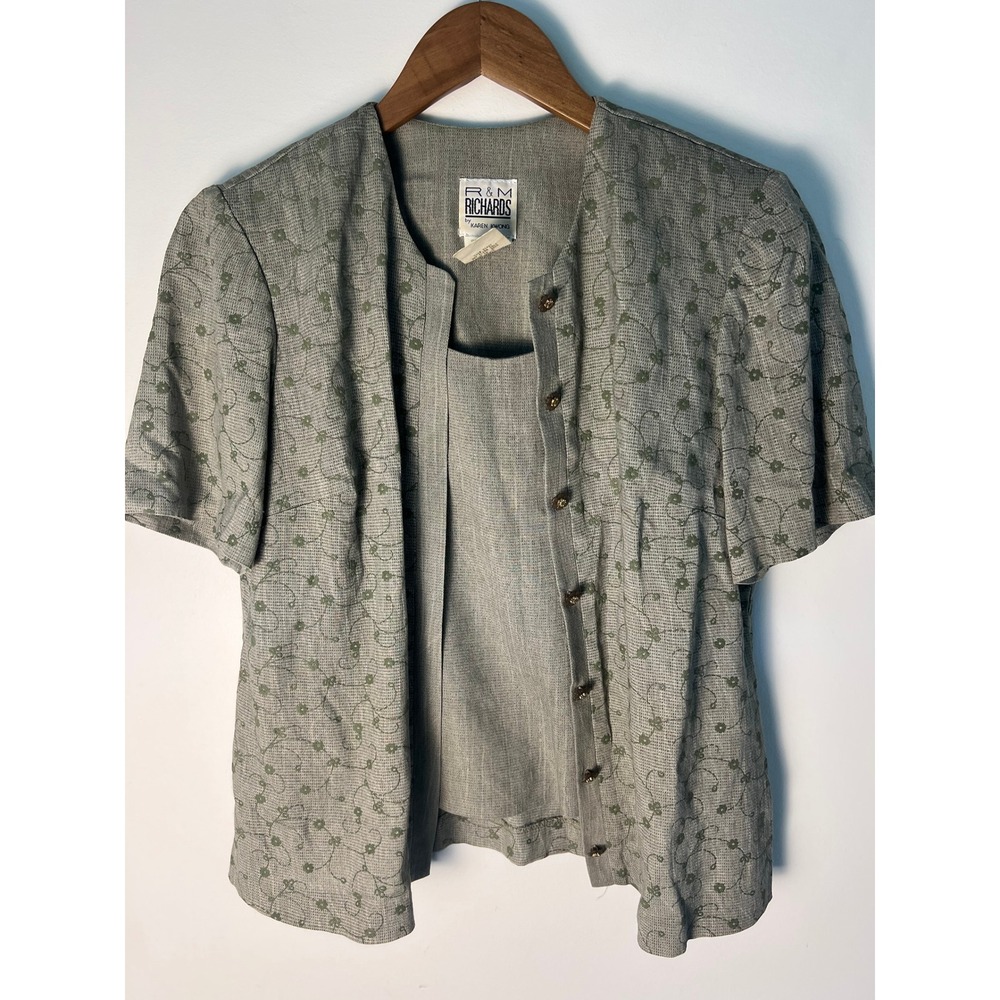 VTG R&M 6P Cottagecore Floral Cardigan Tank Coastal Grannycore Indie 90 Academia